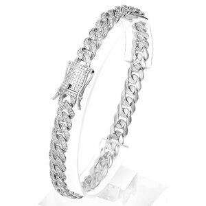 8mm Cuban Link Chain Necklace Iced Out Luxury Bling Hip Hop Jewelry